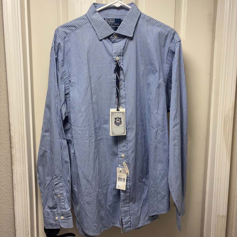 New Polo Ralph Lauren Estate Fit Striped Button Down Shirt - Blue/White